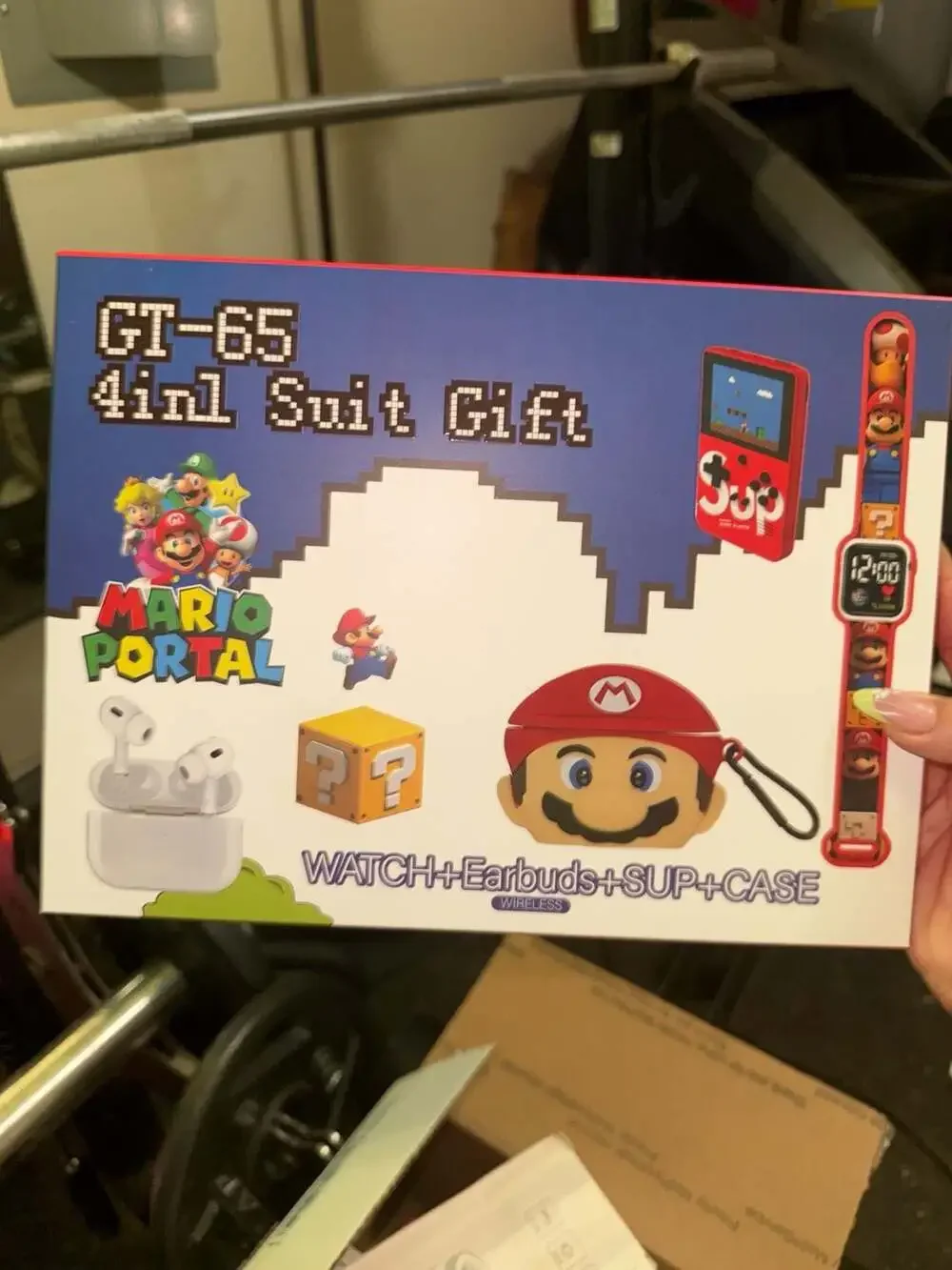 Mario Portal GT-65 4-in-1 Gift Set with Watch, Earbuds, Game Console, and Case